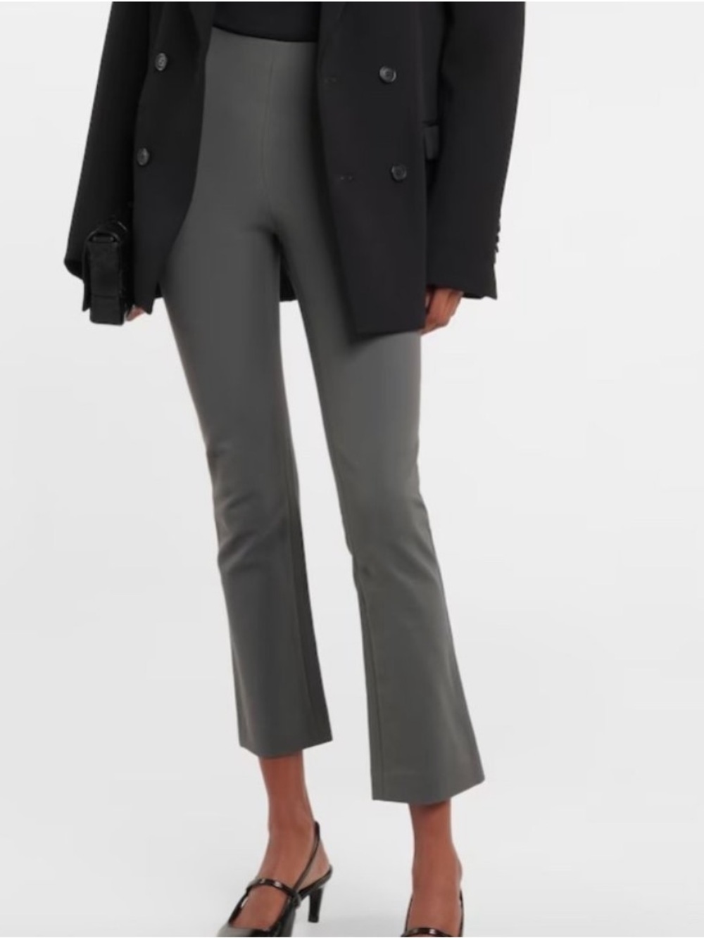 NWT $295 VINCE Women's Gray High Waisted Cropped Flare Leg Pants, Size MEDIUM